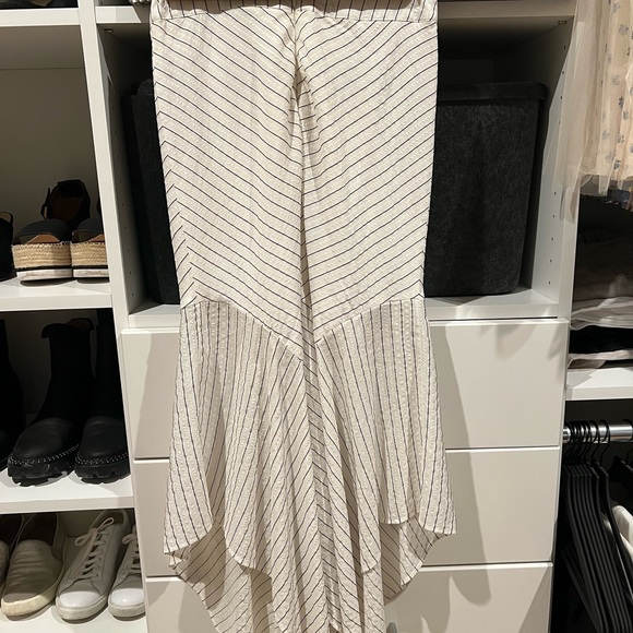 Ganni Women Silk Blend Off-White Black Stripe Wilkie Seersucker Midi Skirt - Picture 3 of 4